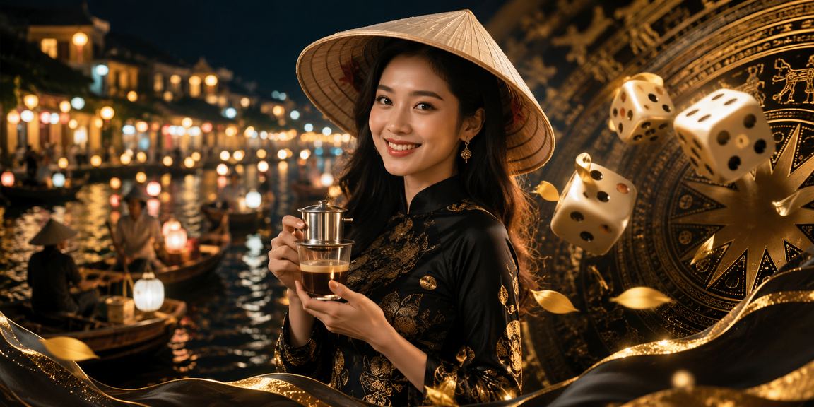 Bàn tài xỉu xúc xắc với người mặc nón lá tại phố cổ Hội An